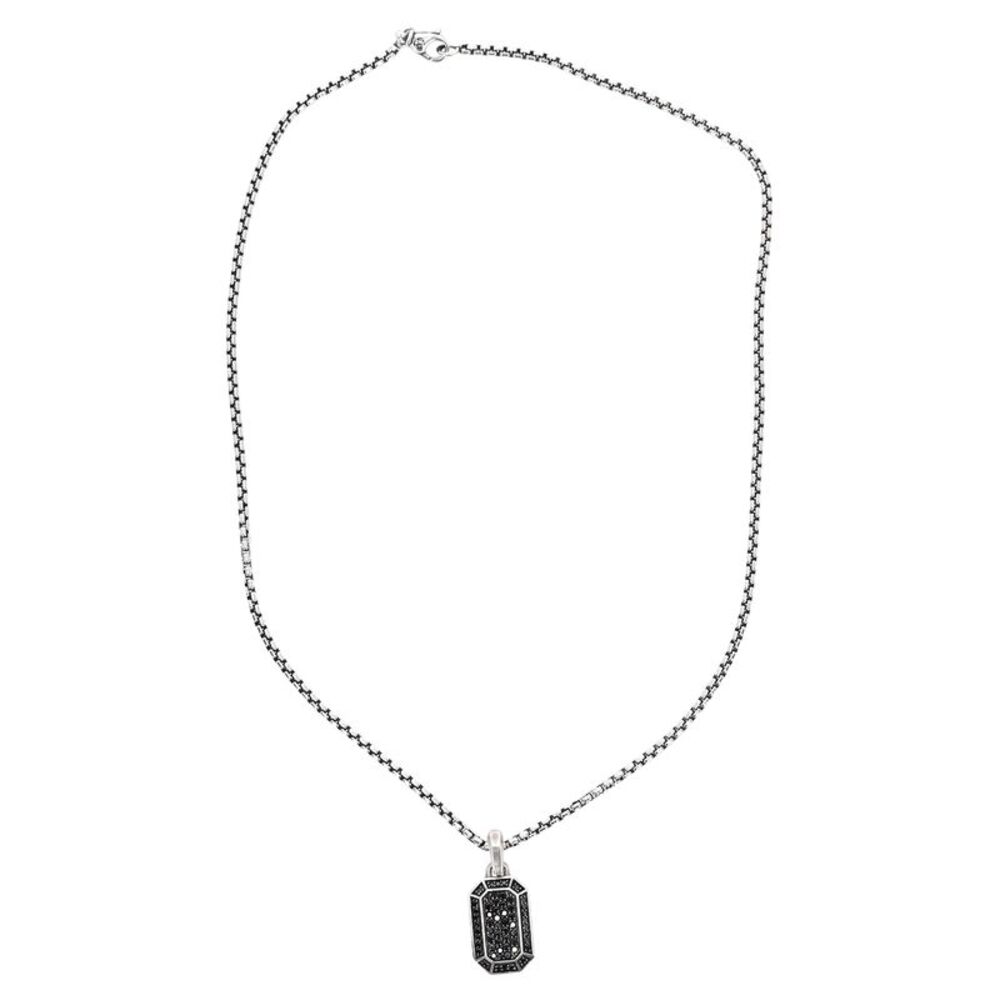 David Yurman Box Chain Necklace with Streamline Pavé Amulet Black Diamonds in